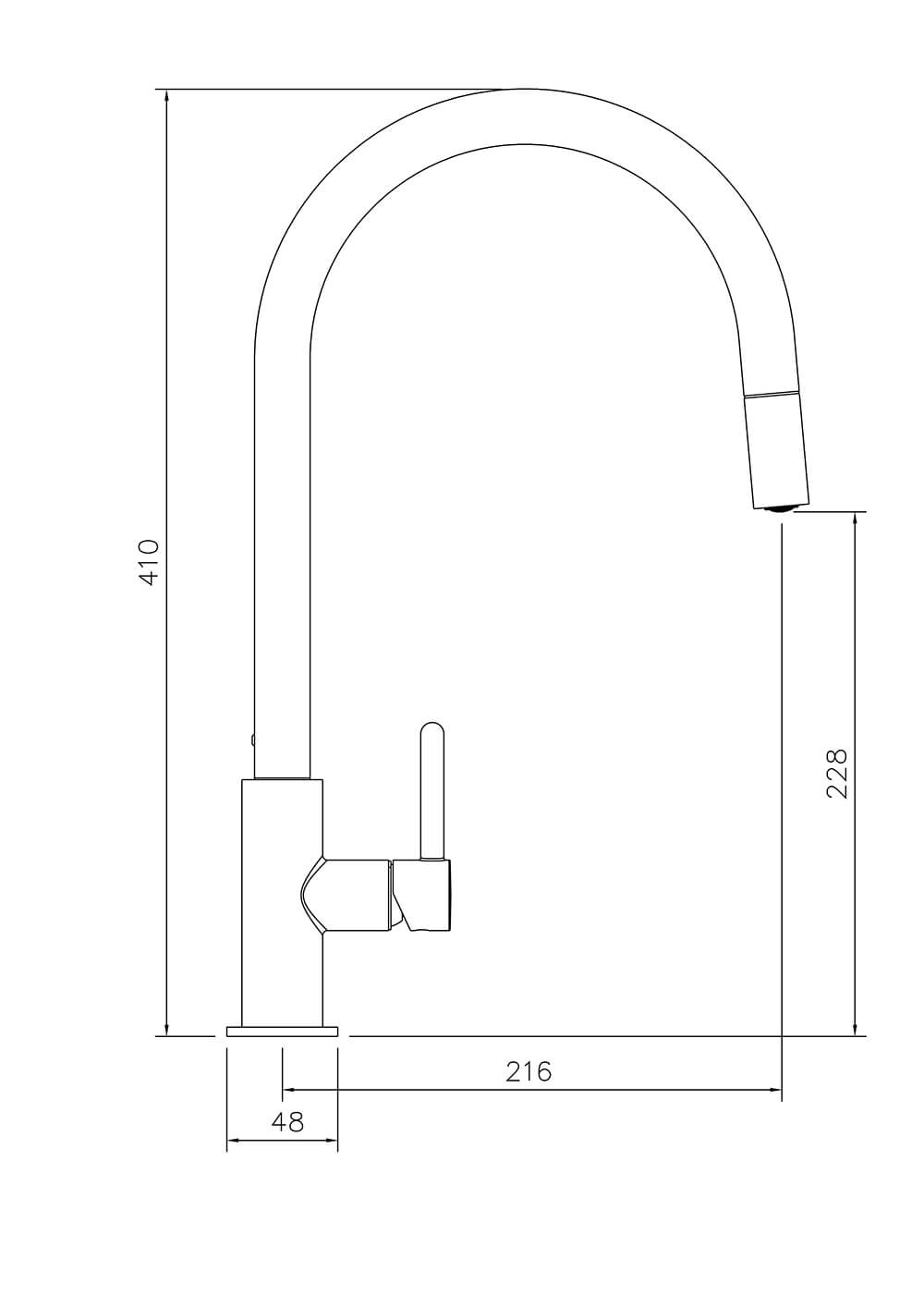 Naples Pull Out Sink Mixer - Brushed Brass