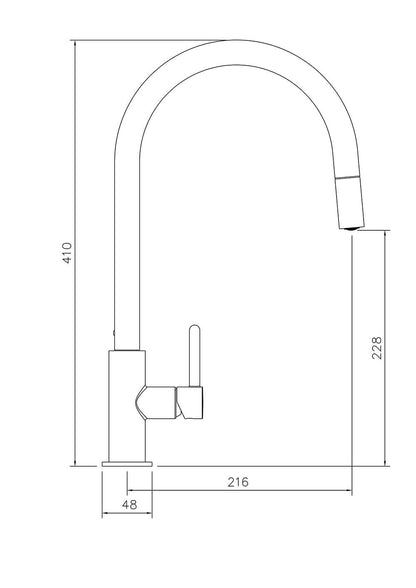 Naples Pull Out Sink Mixer - Brushed Brass