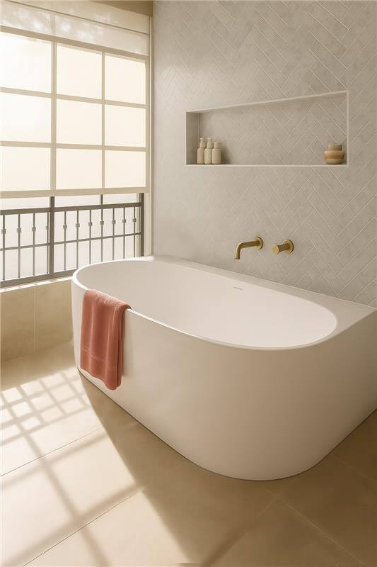 Narva 158 x 86 MagnaCast Back To Wall Bath â€“ Matte White
