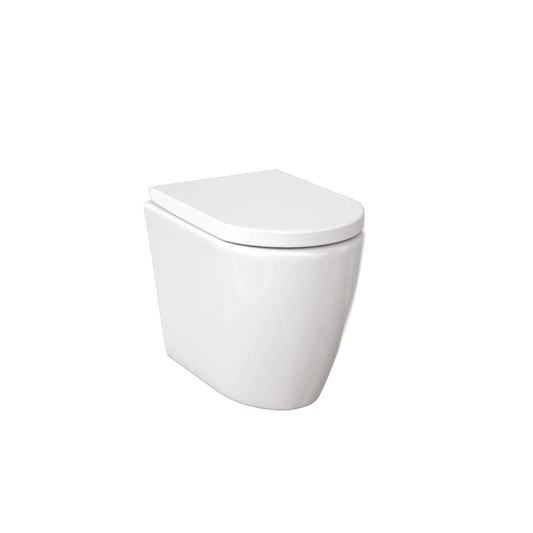 Narva Rimless Floor Pan with thin seat, Geberit Inwall Cistern & ABS Button