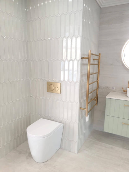 Narva Rimless Floor Pan with thin seat, Geberit Inwall Cistern & ABS Button