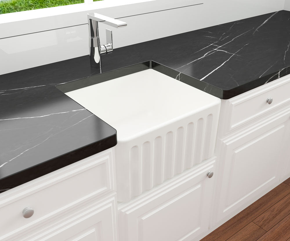 KIT - Novi 50x46 Fireclay Butler Sink â€“ Matte White With Overflow Incl. Waste