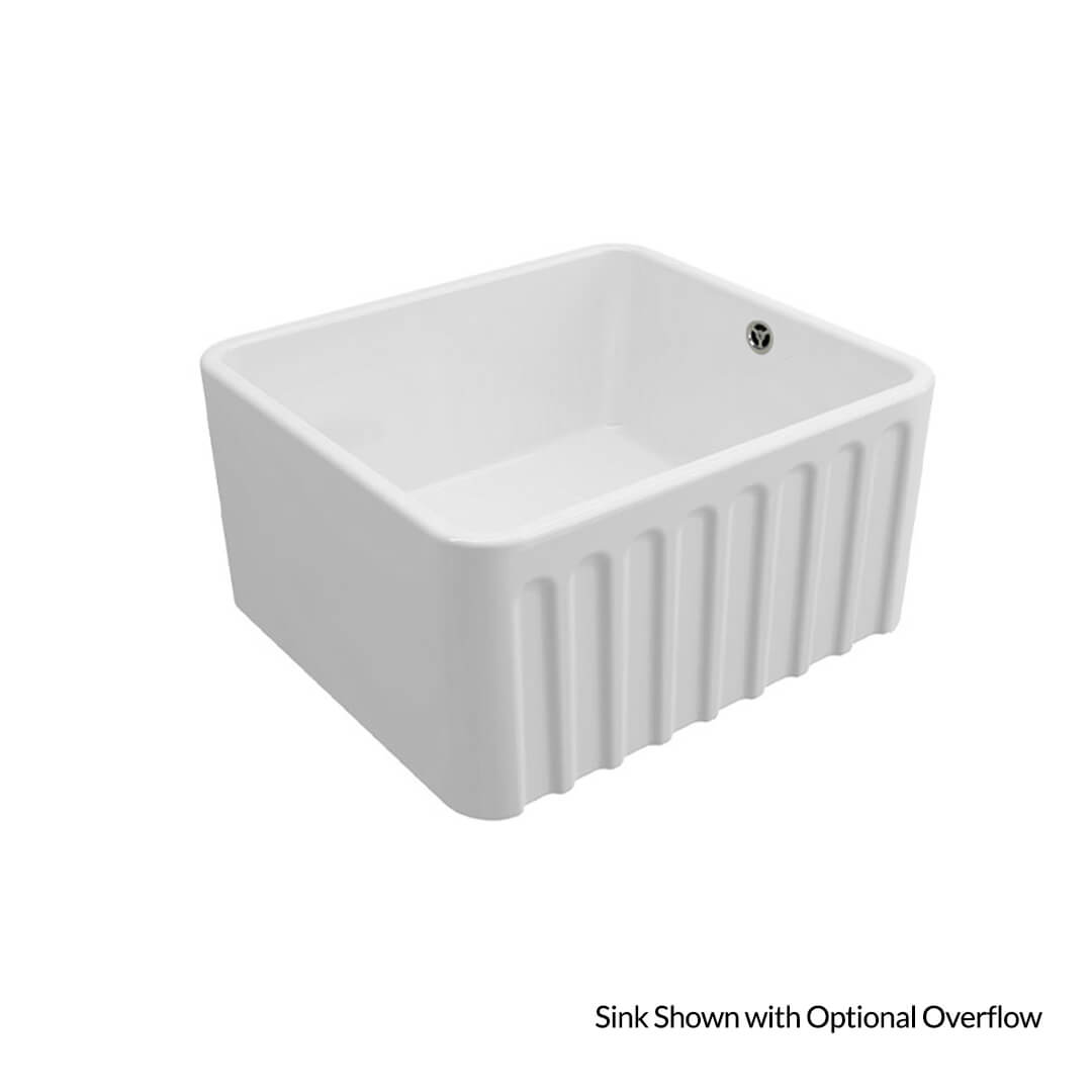 KIT - Novi 50x46 Fireclay Butler Sink â€“ Gloss White With Overflow Incl. Waste