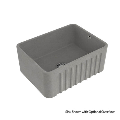KIT - Novi 60x46 Fireclay Butler Sink â€“ Concrete Look With Overflow Incl. Waste