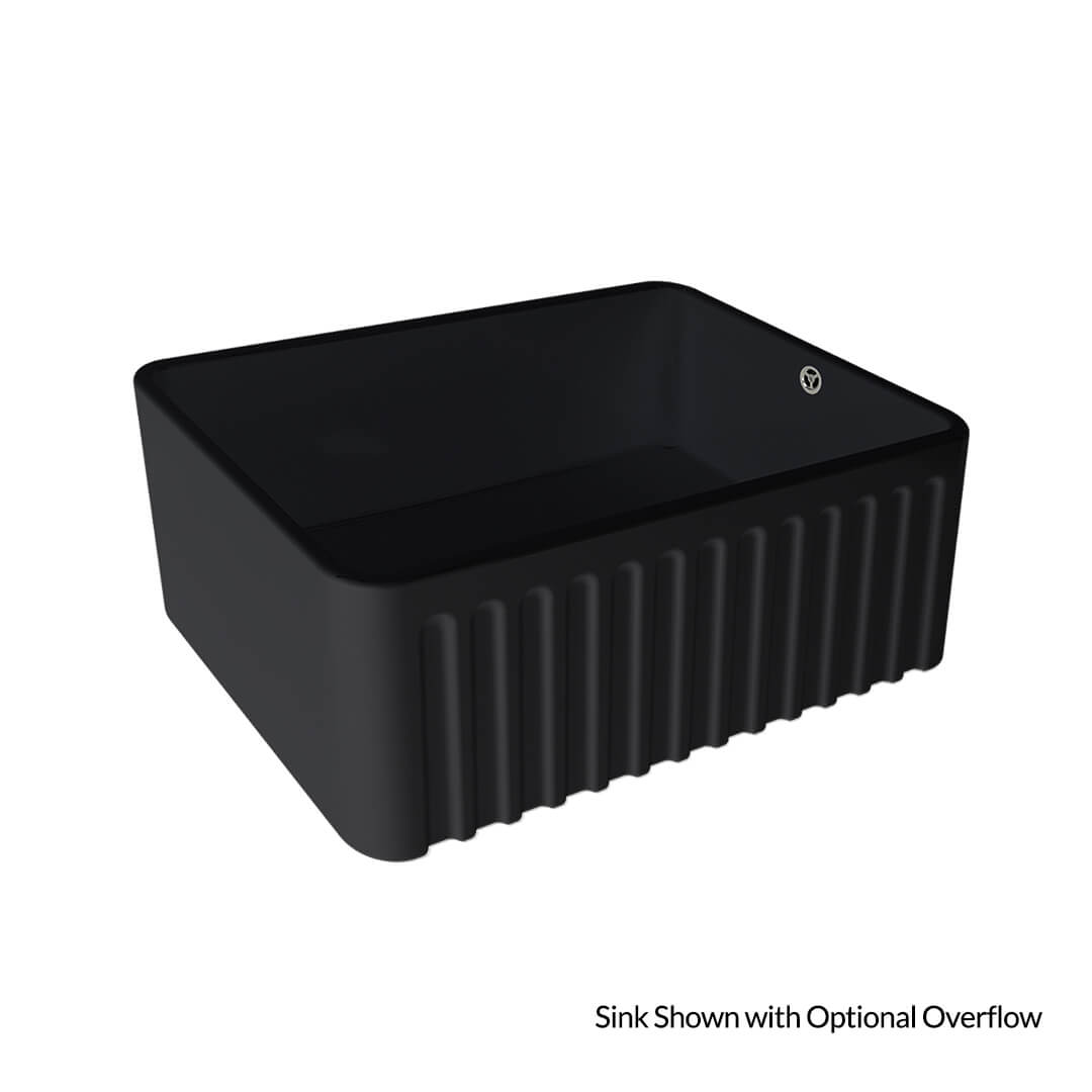 KIT - Novi 60x46 Fireclay Butler Sink â€“ Matte Black With Overflow Incl. Waste