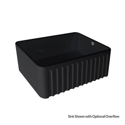 KIT - Novi 60x46 Fireclay Butler Sink â€“ Matte Black With Overflow Incl. Waste