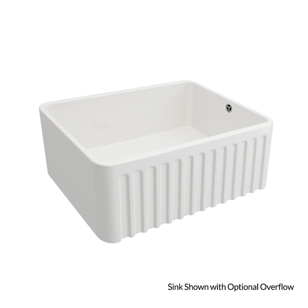 KIT - Novi 60x46 Fireclay Butler Sink â€“ Gloss White With Overflow Incl. Waste