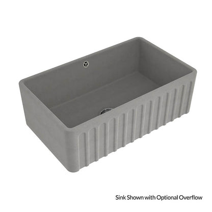 KIT - Novi 75x46 Fireclay Butler Sink - Concrete Look With Overflow Incl. Waste