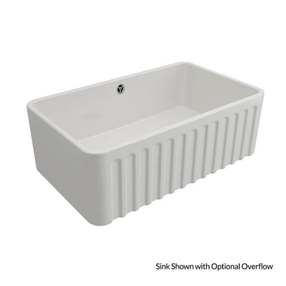 KIT - Novi 75x46 Fireclay Butler Sink â€“ Gloss White With Overflow Incl. Waste