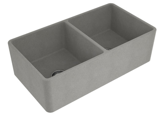 KIT - Novi 85x46 Fireclay Butler Sink - Concrete Look With Overflow Incl. Waste
