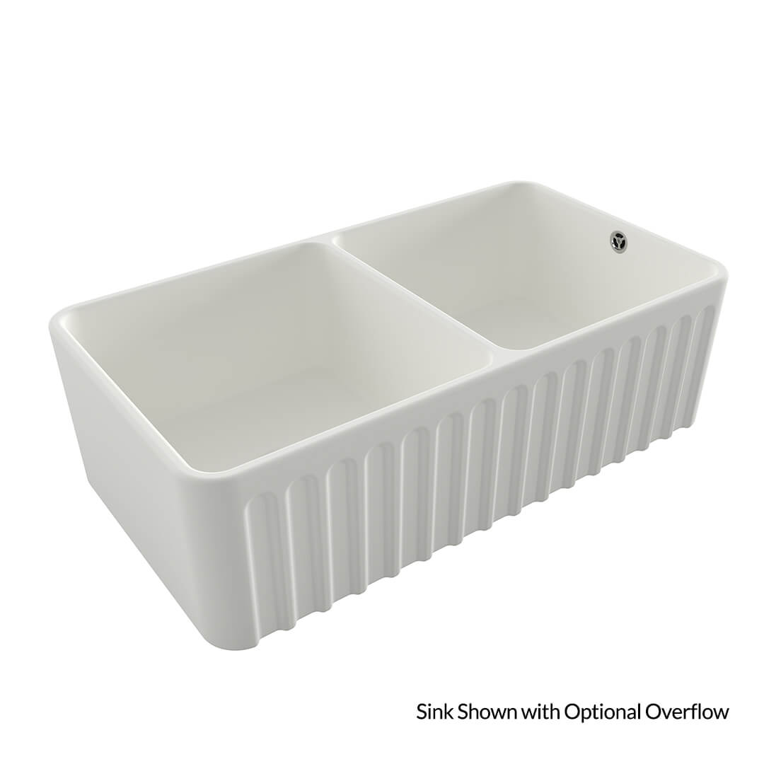 KIT - Novi 85x46 Fireclay Butler Sink â€“ Matte White With Overflow Incl. Waste