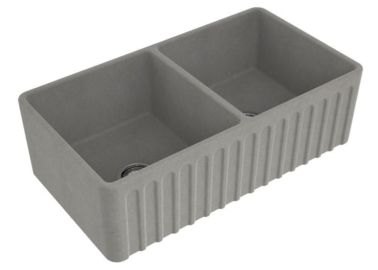 KIT - Novi 85x46 Fireclay Butler Sink - Concrete Look With Overflow Incl. Waste