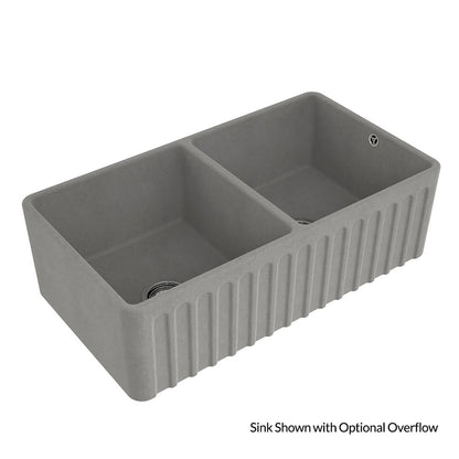 KIT - Novi 85x46 Fireclay Butler Sink - Concrete Look With Overflow Incl. Waste
