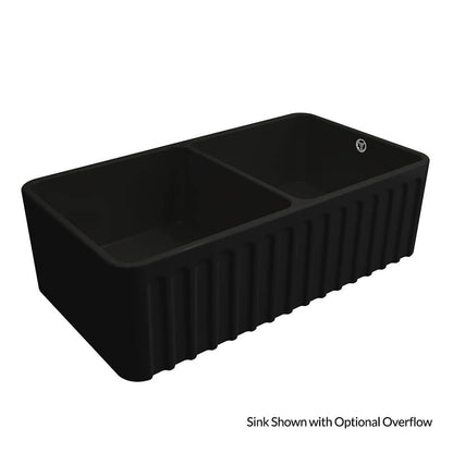 Novi 85x46 Double Bowl Fireclay Butler Sink - Matte Black