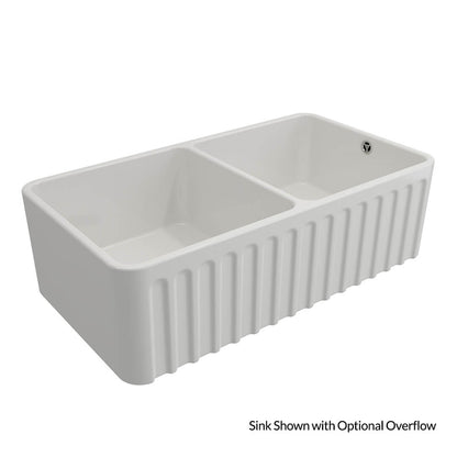 Novi 85x46 Double Bowl Fireclay Butler Sink - Gloss White