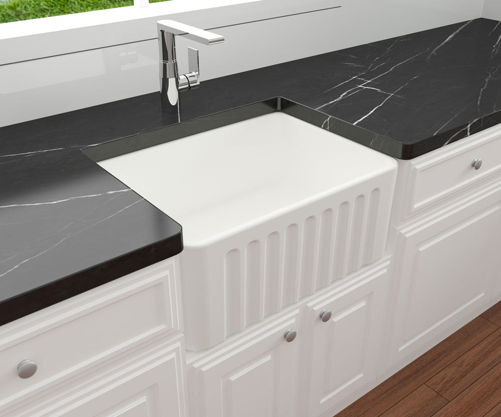 KIT - Novi 60x46 Fireclay Butler Sink â€“ Matte White With Overflow Incl. Waste