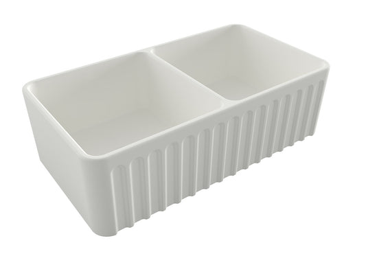 KIT - Novi 85x46 Fireclay Butler Sink â€“ Matte White With Overflow Incl. Waste