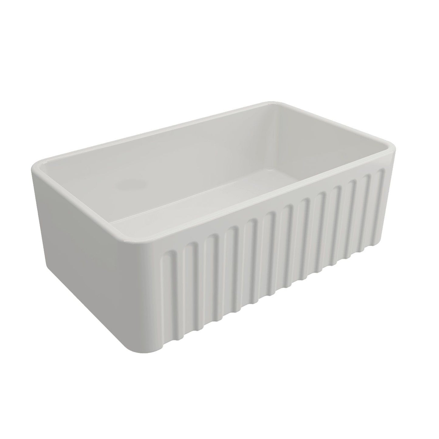 KIT - Novi 75x46 Fireclay Butler Sink â€“ Gloss White With Overflow Incl. Waste