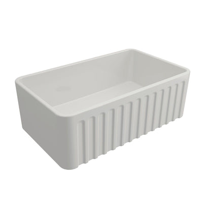 KIT - Novi 75x46 Fireclay Butler Sink â€“ Gloss White With Overflow Incl. Waste
