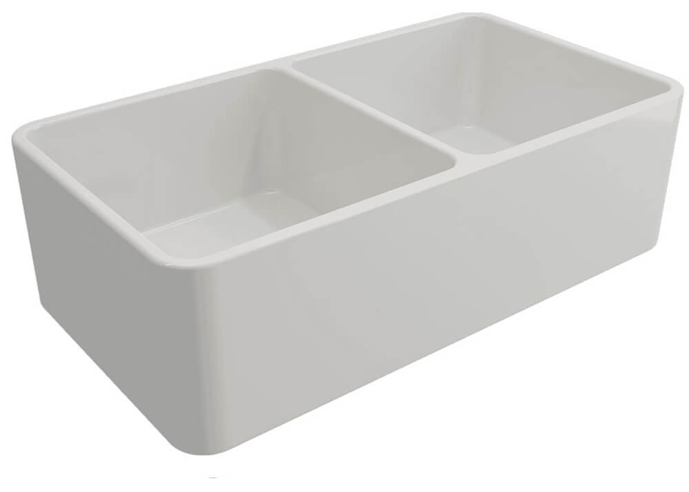 Novi 85x46 Double Bowl Fireclay Butler Sink - Gloss White