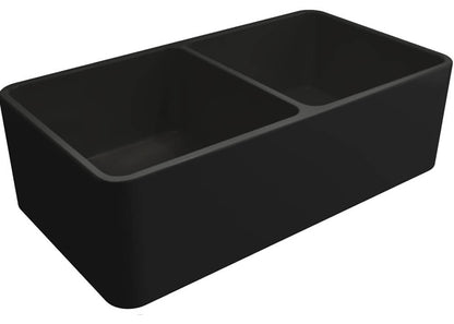 KIT - Novi 85x46 Fireclay Butler Sink â€“ Matte Black With Overflow Incl. Waste
