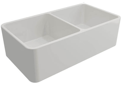 Novi 85x46 Double Bowl Fireclay Butler Sink - Matte White