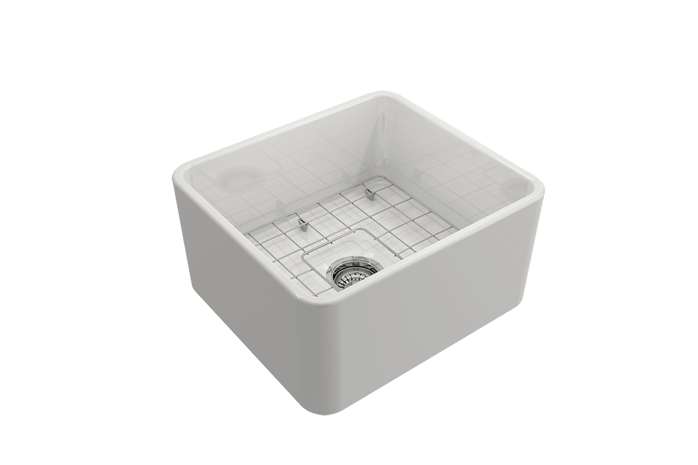 KIT - Novi 50x46 Fireclay Butler Sink â€“ Gloss White With Overflow Incl. Waste