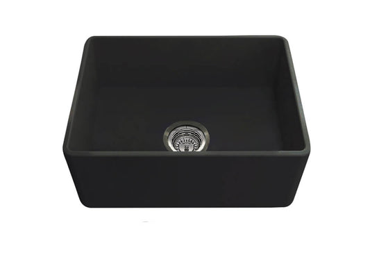 KIT - Novi 60x46 Fireclay Butler Sink â€“ Matte Black With Overflow Incl. Waste