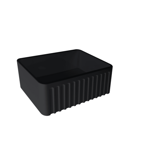 KIT - Novi 60x46 Fireclay Butler Sink â€“ Matte Black With Overflow Incl. Waste