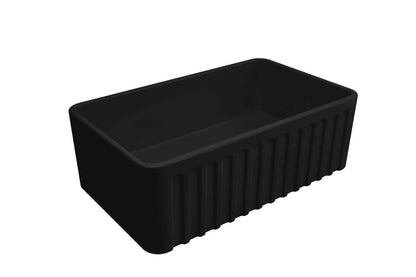 KIT - Novi 75x46 Fireclay Butler Sink â€“ Matte Black With Overflow Incl. Waste