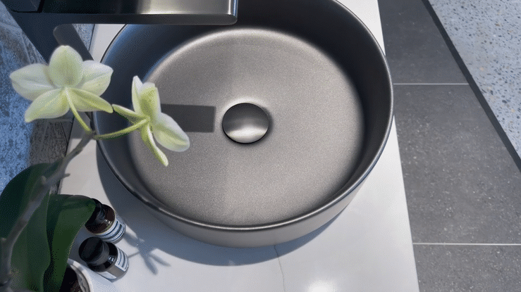 Radius Round 360x360x115 Gun Metal Basin