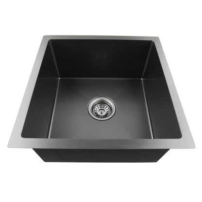 Round Corner Dark Grey Stainless Steel Handmade Single Bowl Kitchen Sink 440*440*205mm