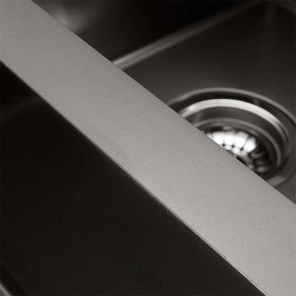 Round Corner Dark Grey Stainless Steel Handmade Single Bowl Kitchen Sink 440*440*205mm