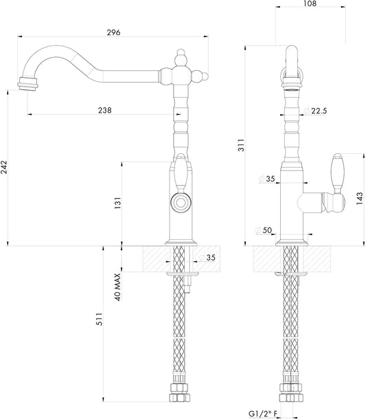 Providence Single Sink Mixer - Brushed Brass