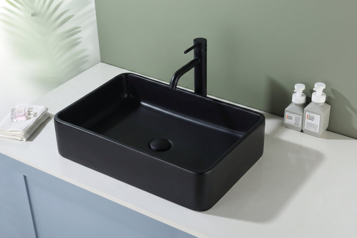 600mmx400mm  Above Counter Basin Quartz - Matte Black