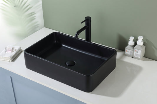 600mmx400mm  Above Counter Basin Quartz - Matte Black