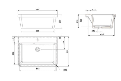 Ravine 66x51 Fireclay Sink