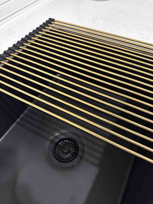 43x32 Sink Roller Mat Drainer â€“ Brushed Brass