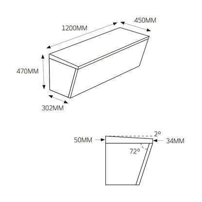 Radiant Pack of 1 - Thermasheet shower seat 1200 x 450 x 470 mm
