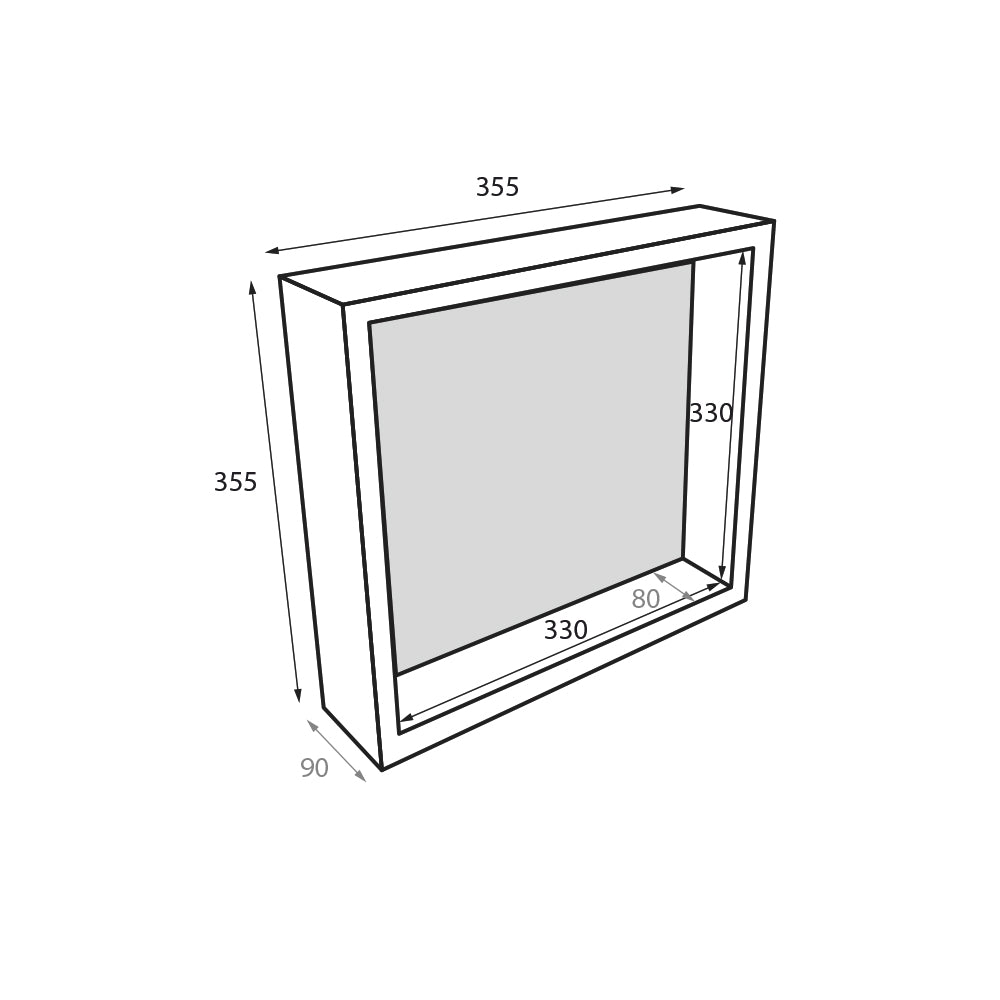 Radiant Thermaniche wall niche 355 x 355 x 90 mm