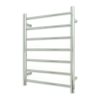Radiant Low Voltage Polished 600 x 800mm Round HEATED Towel Rail LEFT