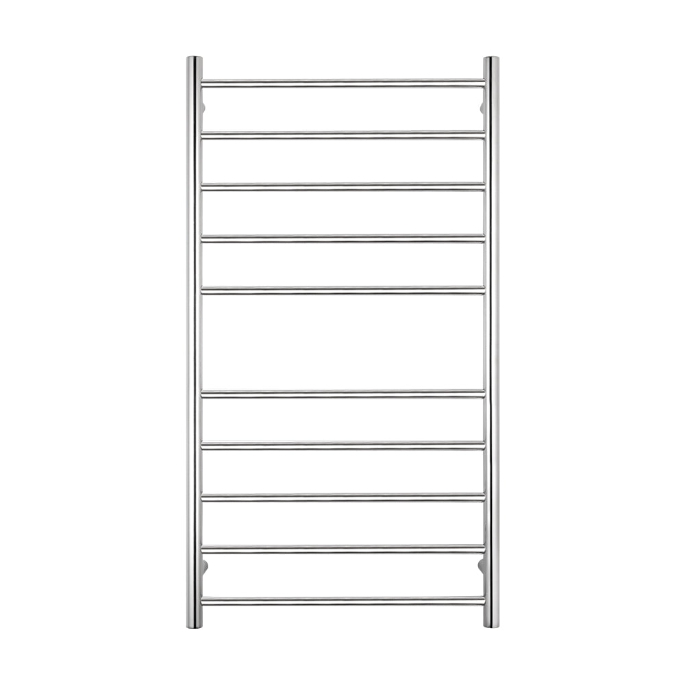 Radiant Polished Chrome 600 x 1100mm Round HEATED Towel Rail LEFT
