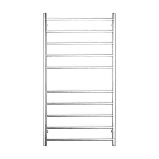Radiant Polished Chrome 600 x 1100mm Round HEATED Towel Rail LEFT