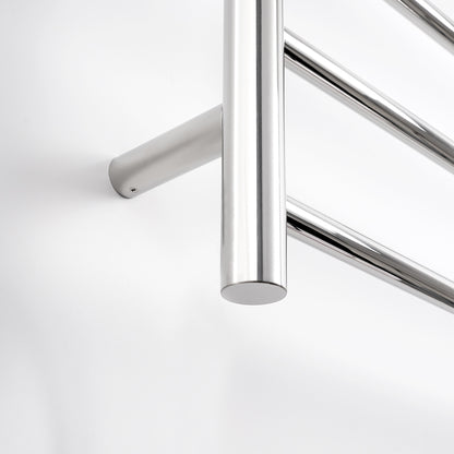 Radiant Polished Chrome 600 x 1100mm Round HEATED Towel Rail LEFT