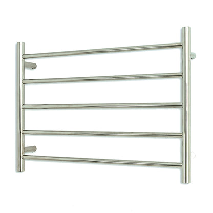 Radiant Low Voltage Polished 750 x 550mm Round HEATED Towel Rail LEFT