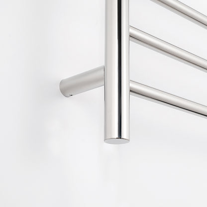 Radiant Low Voltage Polished 430 x 1100mm Round HEATED Towel Rail LEFT