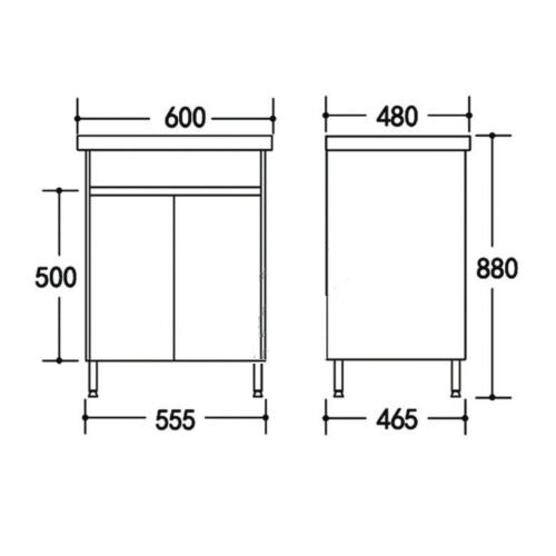 610mm Ceramic Laundry Sink with PVC Cabinet - Gloss White