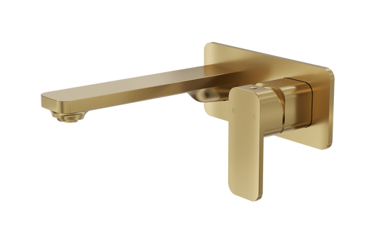 Zia Wall Basin or Bath Mixer - Brushed Brass