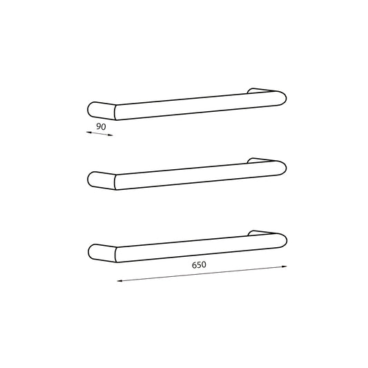 Radiant Brushed Nickel 650mm Round Single Bar Towel Rail