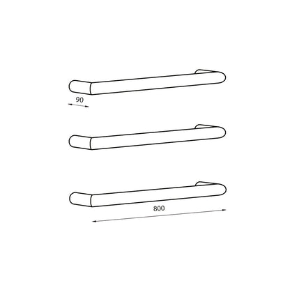 Radiant Brushed Satin 800mm Round Single Bar Towel Rail